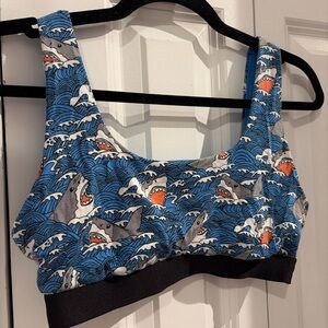 MeUndies Blue Shark Wave Print Bra